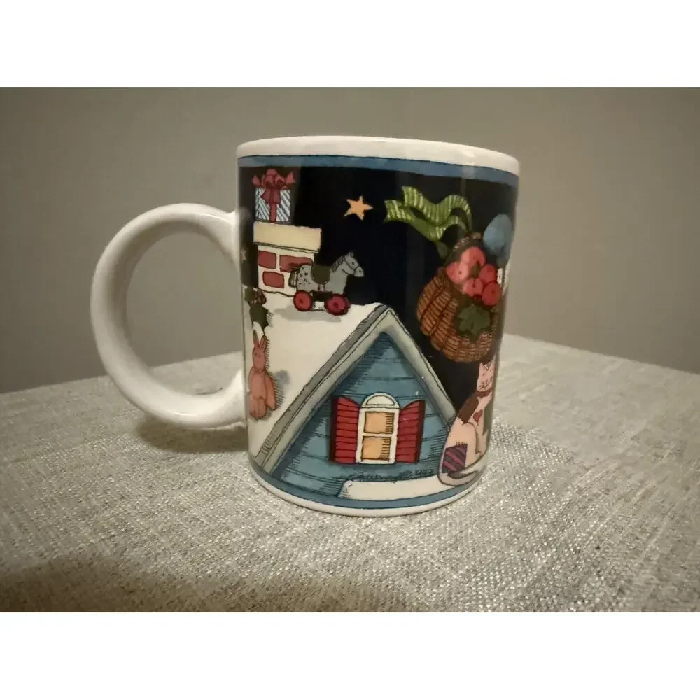 ❄️ Susan Winget Certified International Christmas Mugs Set of 4 Santa Sleigh 4”